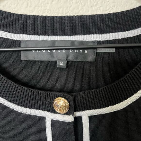 Anthropologie Endless Rose Sweater Blazer Dress Black Knit Gold Buttons Size M - Picture 10 of 13